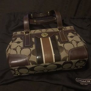 Coach satchel with stripe detail, like new